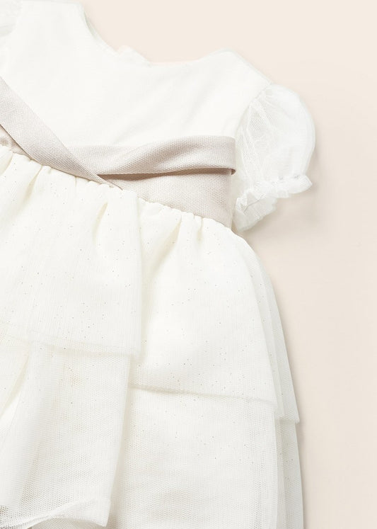 Rochie eleganta si chilotei asortati pentru nou-nascut