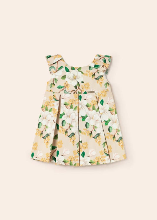 Rochie satinata cu imprimeu floral din bumbac pentru bebe